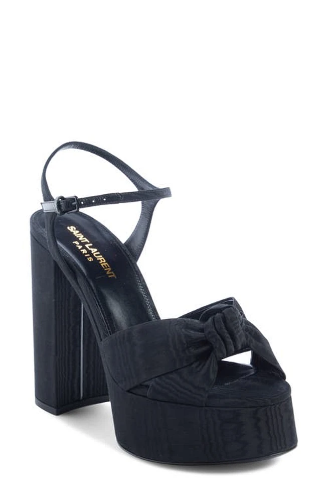 Saint Laurent Bianca Knot Platform Sandal Black at Nordstrom,