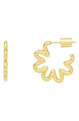 Estella Bartlett Mini Squiggle Flower Hoop Earrings in Gold at Nordstrom