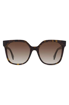 'Fendi Lettering 55mm Gradient Geometric Sunglasses in Dark Havana /Gradient Brown at Nordstrom