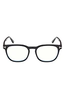 TOM FORD 53mm Square Blue Light Blocking Glasses in Shiny Black at Nordstrom