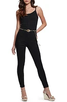 GUESS Belted Denim Jumpsuit Black at Nordstrom,