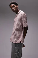 Topman Textured Stripe Camp Shirt at Nordstrom