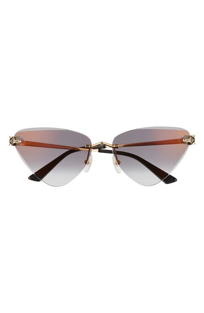 Cartier 62mm Gradient Oversize Cat Eye Sunglasses in Gold at Nordstrom