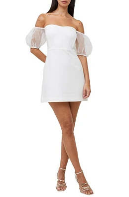 French Connection Whisper Puff Sleeve Off the Shoulder Minidress Summer White at Nordstrom,