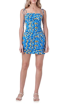 Endless Rose Floral Textured Minidress Blue at Nordstrom,