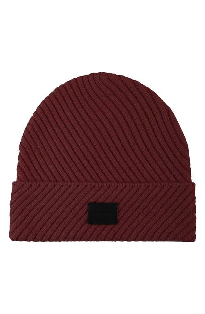 AllSaints Traveling Rib Peak Beanie in Amarone Red at Nordstrom