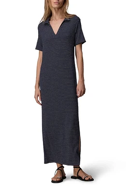 rag & bone The Knit Stripe Maxi Polo Dress in Navy Multi at Nordstrom, Size Medium