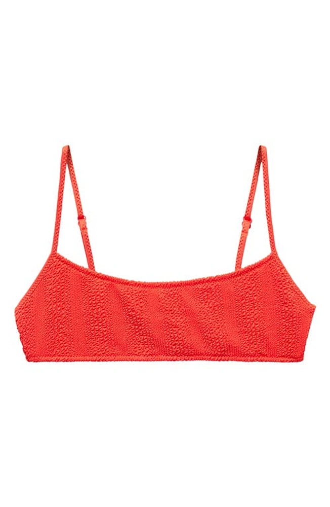 MANGO Textured Bikini Top Bright Red at Nordstrom,