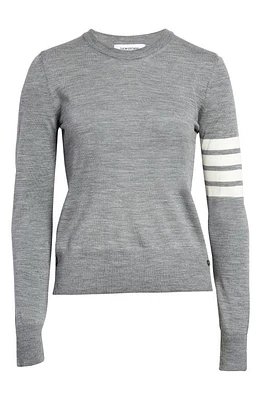 Thom Browne 4-Bar Crewneck Wool Sweater in Light Grey at Nordstrom, Size 2 Us