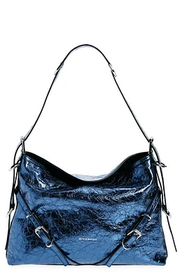 Givenchy Medium Voyou Metallic Leather Hobo in Navy at Nordstrom