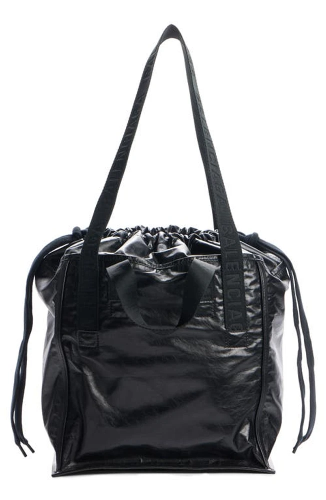 Balenciaga Medium Calfskin Leather Cargo Tote in Black at Nordstrom