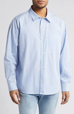 FRAME Stripe Relaxed Fit Button-Up Shirt Blue at Nordstrom,