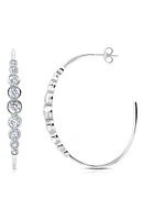 Crislu Cubic Zirconia Bezel Hoop Earrings in Platinum at Nordstrom