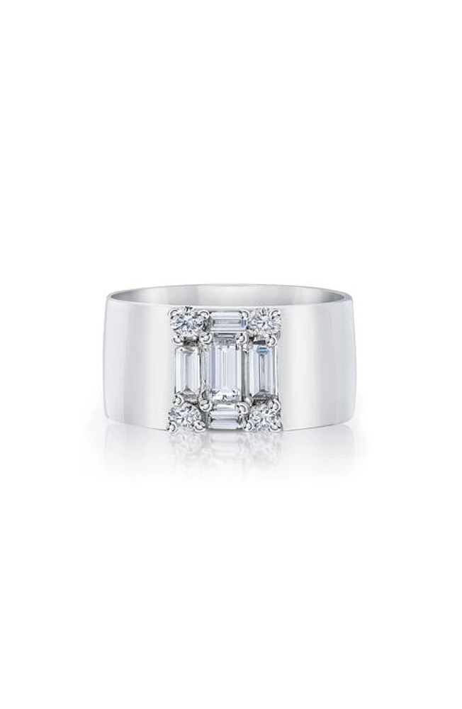 Mindi Mond Clarity Diamond Cigar Band Ring in 18K White Gold at Nordstrom, Size 7