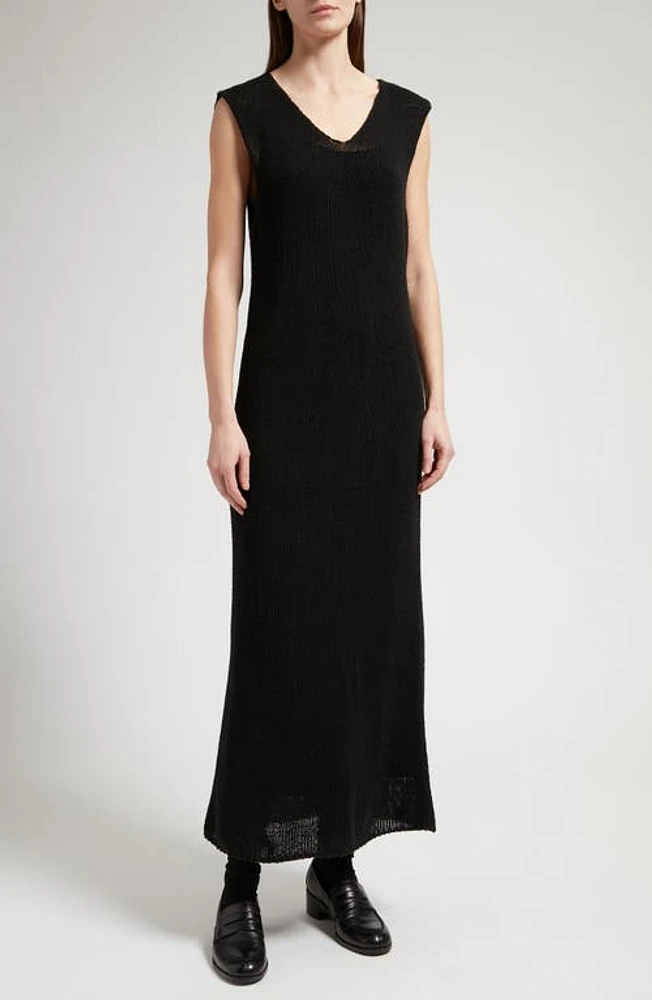 The Row Folosa Sleeveless Mulberry Silk Maxi Sweater Dress Black at Nordstrom,