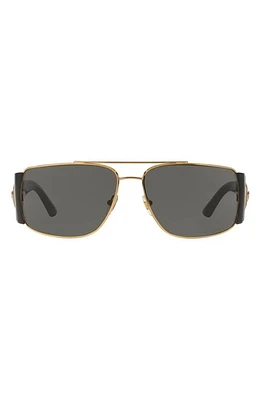 Versace Medusa Medallion 63mm Wrap Sunglasses in Gold/Black Solid at Nordstrom