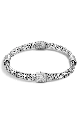 John Hardy Diamond Pavé Stations Chain Bracelet in Silver/Diamond at Nordstrom