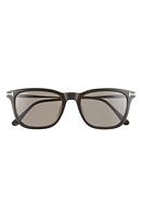 TOM FORD Arnaud 53mm Polarized Square Sunglasses in Shiny Black /Smoke Polarized at Nordstrom