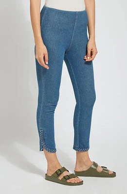 Lyssé Happy Hour Braided Crop Leggings Mid Wash at Nordstrom, Regular