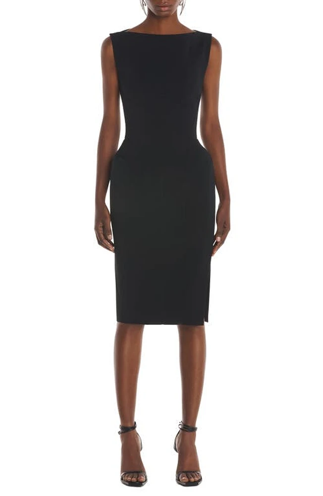 MUGLER Exaggerated Hip Sleeveless Sheath Dress in Black at Nordstrom, Size 2 Us