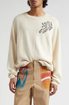 The Elder Statesman Nora Angel Devil Crewneck Cashmere Sweater 106 Natural at Nordstrom,