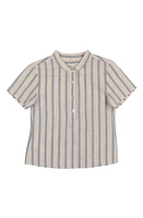 Manière Kids' Stripe Band Collar Henley in Sky Blue at Nordstrom, Size 6