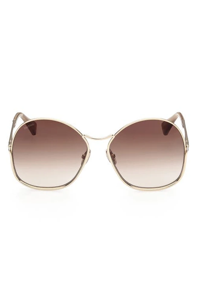 Max Mara 60mm Geometric Sunglasses in Gold /Gradient Brown at Nordstrom