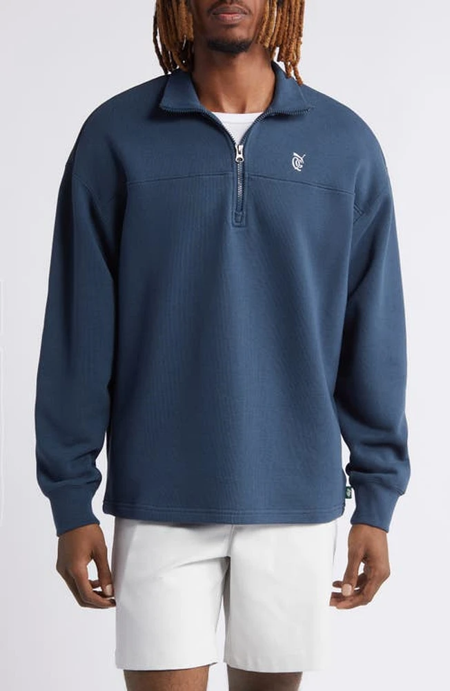 Quiet Golf x QGC Half Zip Pullover Dark Night at Nordstrom,