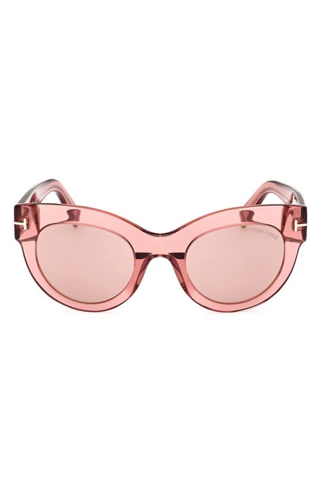 TOM FORD Lucilla 51mm Gradient Cat Eye Sunglasses in Shiny Rose /Pink Gold at Nordstrom