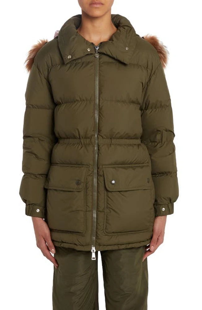 Moncler Tadorne Quilted Down Parka with Genuine Shearling Trim Dark Green at Nordstrom,