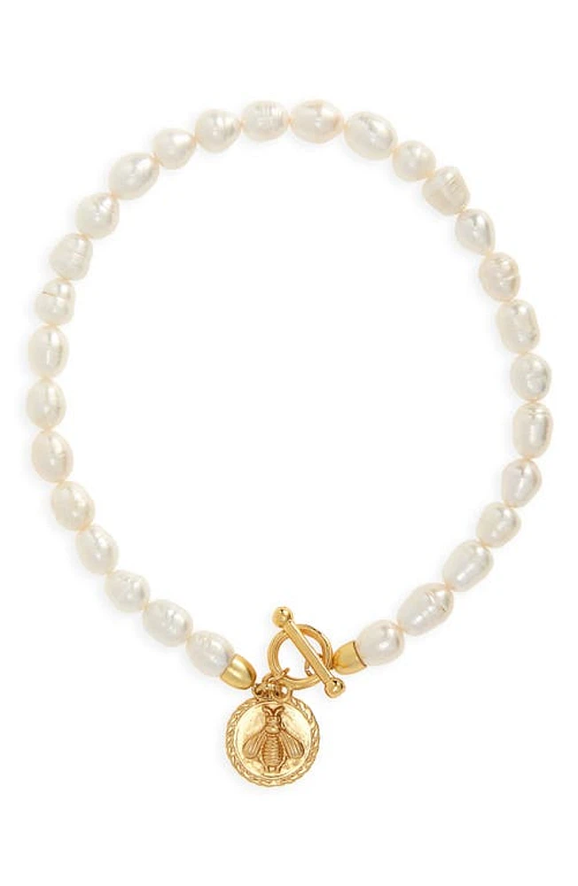 Karine Sultan Bee Pendant Freshwater Pearl Choker in Gold at Nordstrom