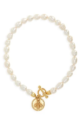 Karine Sultan Bee Pendant Freshwater Pearl Choker in Gold at Nordstrom