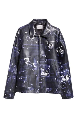 Coperni X-Ray Print Faux Leather Jacket Black/Navy at Nordstrom,