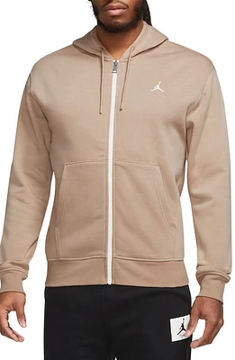 Jordan Essentials Zip Fleece Hoodie Hemp/White at Nordstrom,