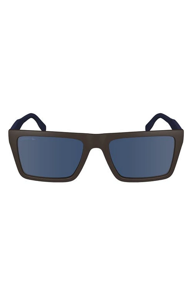 Lacoste Sport 56mm Rectangular Sunglasses in Matte Brown at Nordstrom