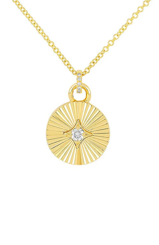 EF Collection 14K Gold Fluted Diamond Disc Pendant Necklace in 14K Yellow Gold at Nordstrom