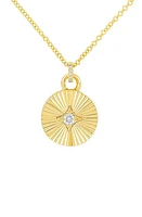 EF Collection 14K Gold Fluted Diamond Disc Pendant Necklace in 14K Yellow Gold at Nordstrom