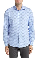 Bugatchi James OoohCotton Mosaic Print Button-Up Shirt Lavender at Nordstrom,