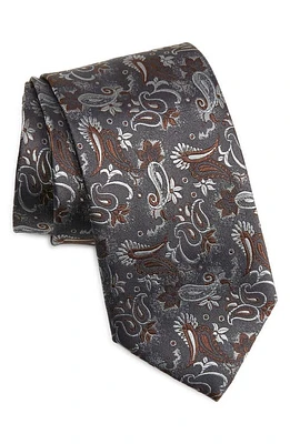 Canali Paisley Silk Tie in Charcoal at Nordstrom