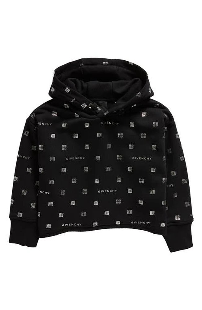 GIVENCHY KIDS Kids' Logo Fleece Hoodie in Black at Nordstrom, Size 5Y