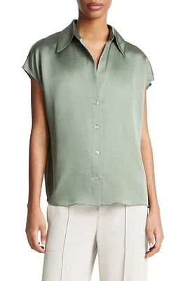 Vince Cap Sleeve Gathered Back Silk Blouse at Nordstrom,