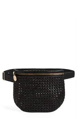 Clare V. Woven Leather Belt Bag in Black Rattan at Nordstrom