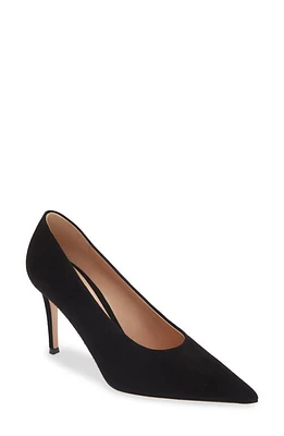 Gianvito Rossi Pointed Toe Suede Pump Nero at Nordstrom,