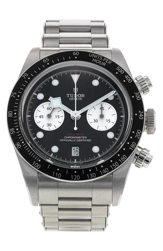 Watchfinder & Co. Tudor Preowned 2022 Black Bay Automatic Bracelet Chronograph Watch, 41mm in Silver /Black at Nordstrom