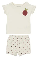 Manière Berry Rib Knit Top & Shorts Set White at Nordstrom,