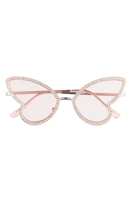 BP. Crystal Embellished 64mm Oversize Butterfly Sunglasses in Fuschia- White- Gold at Nordstrom