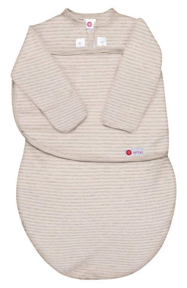 embé Starter 2-Way Long Sleeve Organic Cotton Swaddle in Brown Stripe at Nordstrom, Size 0-3 M