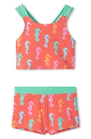 Hatley Kids' Seahorse Two-Piece Swimsuit Orange at Nordstrom,