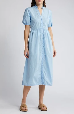 Nation LTD Liliya Ruffle Cotton Midi Dress Shirting at Nordstrom,