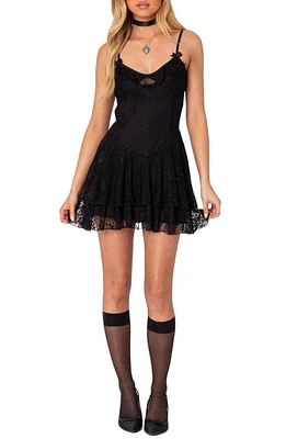 EDIKTED Lyla Lace Minidress Black at Nordstrom,